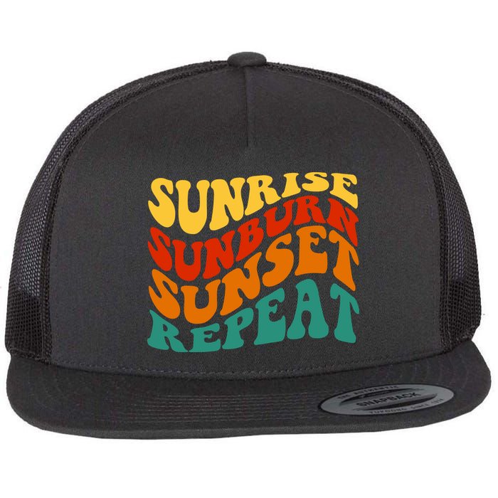 Sunrise Sunburn Sunset Repeat Retro Summer Flatbill Hat