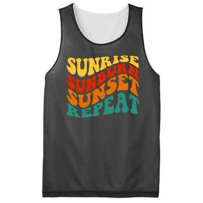 Sunrise Sunburn Sunset Repeat Retro Summer Mesh Reversible Basketball Jersey Tank