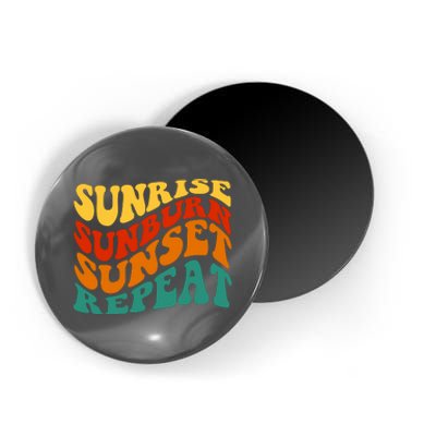 Sunrise Sunburn Sunset Repeat Retro Summer Magnet