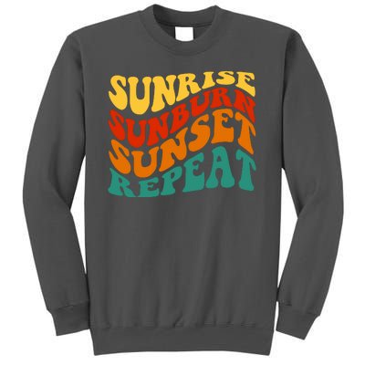 Sunrise Sunburn Sunset Repeat Retro Summer Tall Sweatshirt