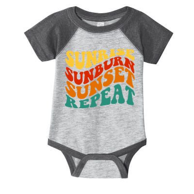 Sunrise Sunburn Sunset Repeat Retro Summer Infant Baby Jersey Bodysuit