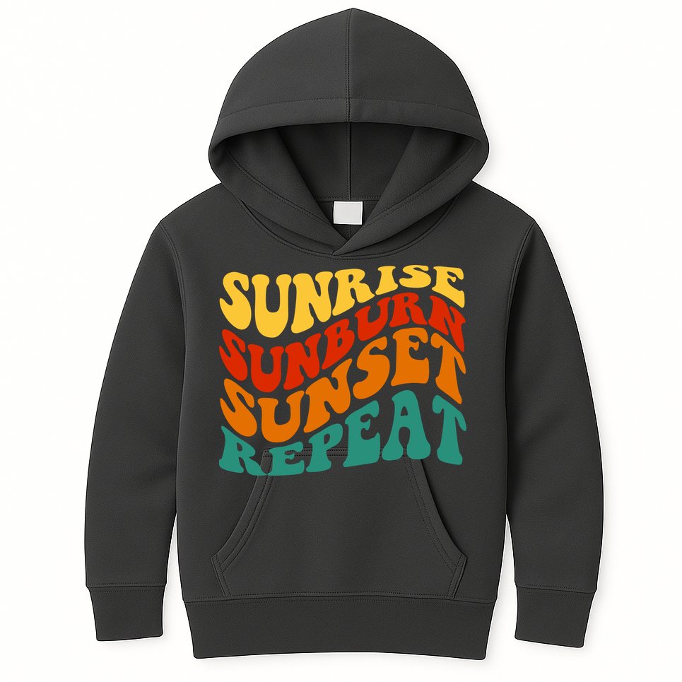 Sunrise Sunburn Sunset Repeat Retro Summer Kids Hoodie