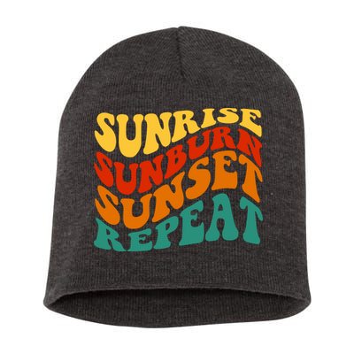 Sunrise Sunburn Sunset Repeat Retro Summer Short Acrylic Beanie