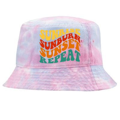 Sunrise Sunburn Sunset Repeat Retro Summer Tie-Dyed Bucket Hat