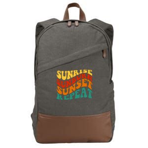 Sunrise Sunburn Sunset Repeat Retro Summer Cotton Canvas Backpack