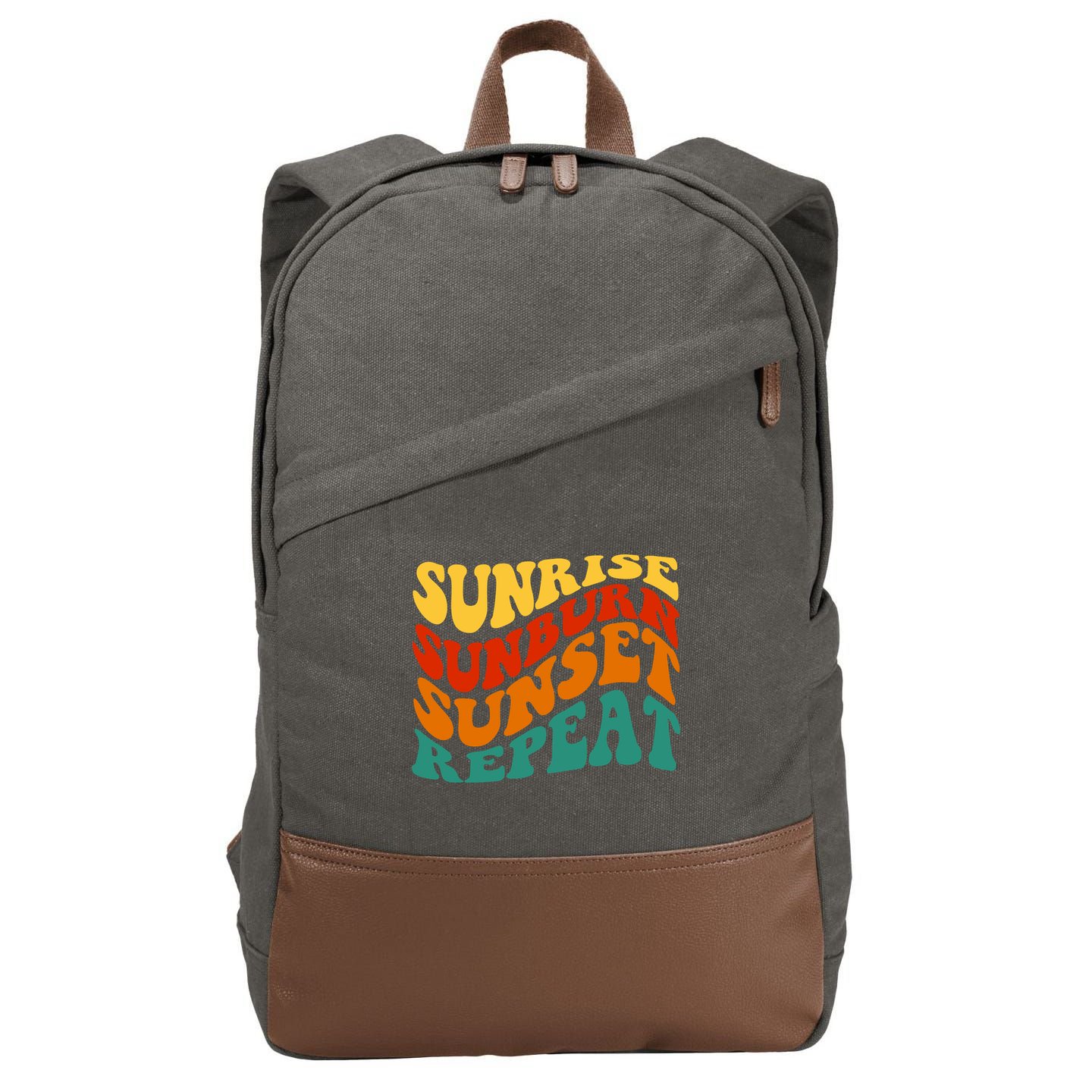 Sunrise Sunburn Sunset Repeat Retro Summer Cotton Canvas Backpack