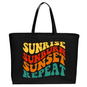 Sunrise Sunburn Sunset Repeat Retro Summer Cotton Canvas Jumbo Tote