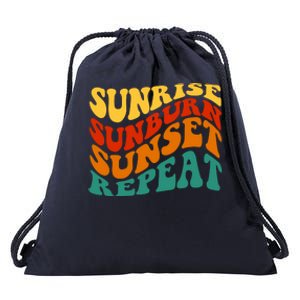 Sunrise Sunburn Sunset Repeat Retro Summer Drawstring Bag