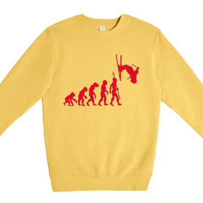 Skiing Skiing Skiers Winter Sports Evolution Gift Premium Crewneck Sweatshirt