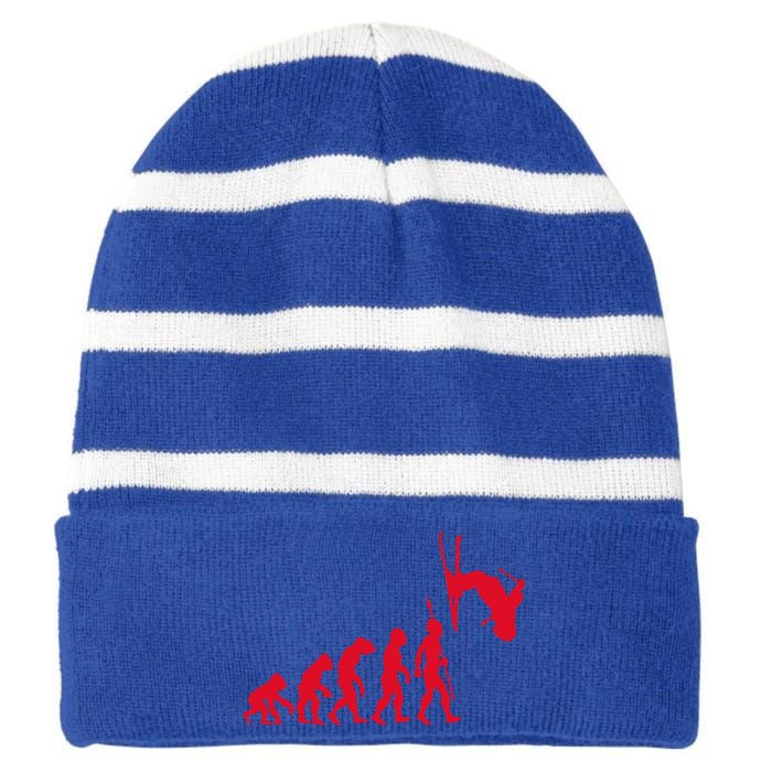 Skiing Skiing Skiers Winter Sports Evolution Gift Striped Beanie with Solid Band