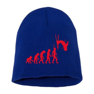 Skiing Skiing Skiers Winter Sports Evolution Gift Short Acrylic Beanie