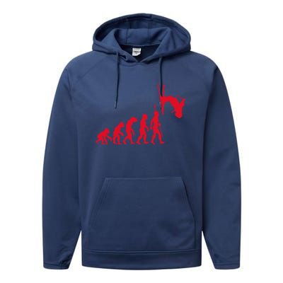 Skiing Skiing Skiers Winter Sports Evolution Gift Performance Fleece Hoodie