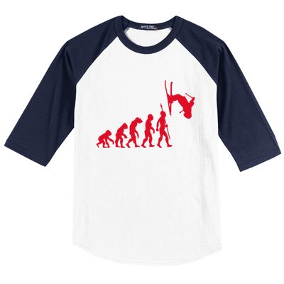 Skiing Skiing Skiers Winter Sports Evolution Gift Baseball Sleeve Shirt