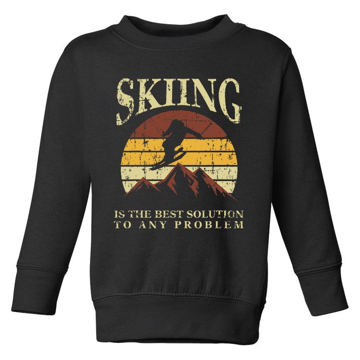 Skiing Ski Skiier Winter Sports Enthusiast Gag Outfit Toddler Sweatshirt