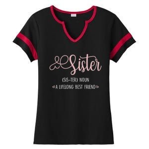 Sister Sibling Sister Definition A Lifelong Best Friend Cute Gift Ladies Halftime Notch Neck Tee