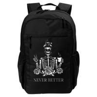 Spooky Skull Sipping Coffee - Halloween Mug Design Daily Commute Backpack