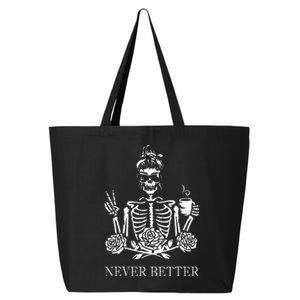 Spooky Skull Sipping Coffee - Halloween Mug Design 25L Jumbo Tote