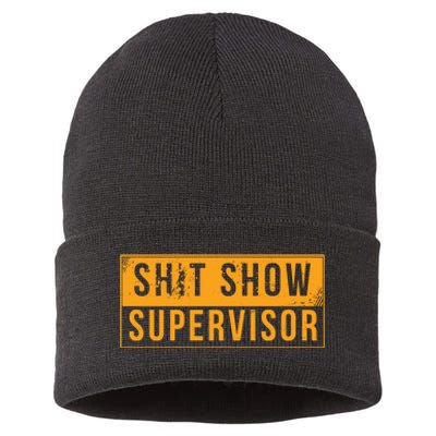 Shit Show Supervisor Funny Vintage Sustainable Knit Beanie