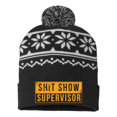 Shit Show Supervisor Funny Vintage USA-Made Snowflake Beanie