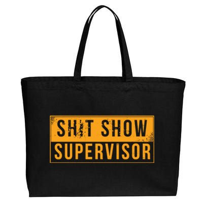 Shit Show Supervisor Funny Vintage Cotton Canvas Jumbo Tote