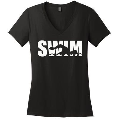 Swim swimmer Women's V-Neck T-Shirt