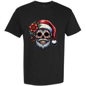 Santa Sugar Skull Mexican Calavera Christmas Garment-Dyed Heavyweight T-Shirt