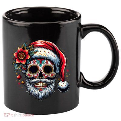 Santa Sugar Skull Mexican Calavera Christmas 11oz C Handle Ceramic Mug