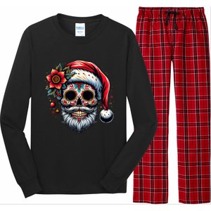 Santa Sugar Skull Mexican Calavera Christmas Long Sleeve Pajama Set