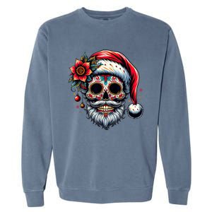 Santa Sugar Skull Mexican Calavera Christmas Garment-Dyed Sweatshirt