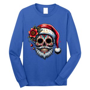 Santa Sugar Skull Mexican Calavera Christmas Long Sleeve Shirt