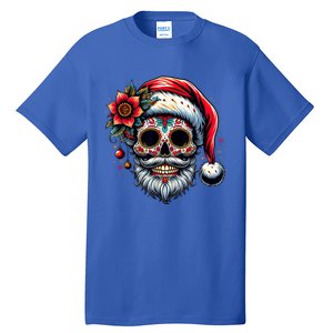 Santa Sugar Skull Mexican Calavera Christmas Tall T-Shirt