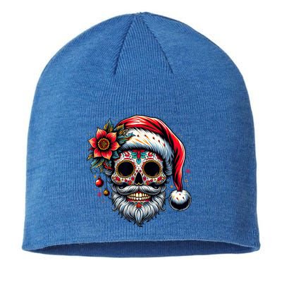 Santa Sugar Skull Mexican Calavera Christmas Sustainable Beanie