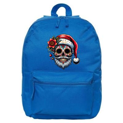 Santa Sugar Skull Mexican Calavera Christmas 16 in Basic Backpack