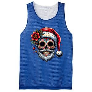 Santa Sugar Skull Mexican Calavera Christmas Mesh Reversible Basketball Jersey Tank