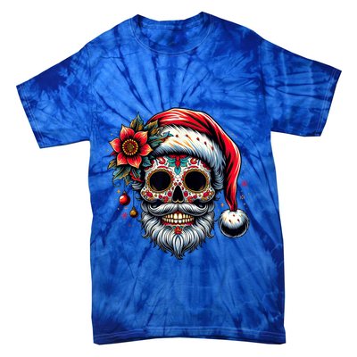 Santa Sugar Skull Mexican Calavera Christmas Tie-Dye T-Shirt