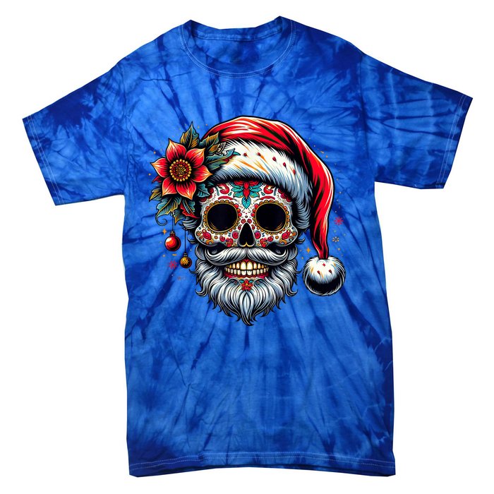 Santa Sugar Skull Mexican Calavera Christmas Tie-Dye T-Shirt