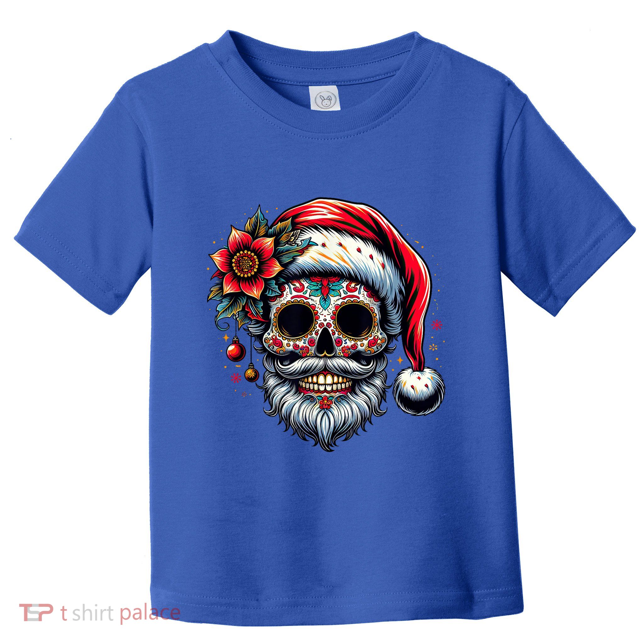 Santa Sugar Skull Mexican Calavera Christmas Toddler T-Shirt