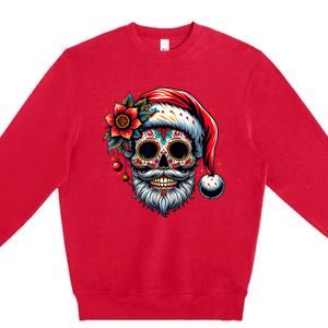 Santa Sugar Skull Mexican Calavera Christmas Premium Crewneck Sweatshirt