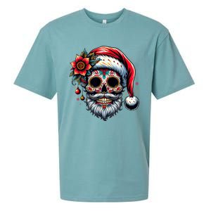 Santa Sugar Skull Mexican Calavera Christmas Sueded Cloud Jersey T-Shirt