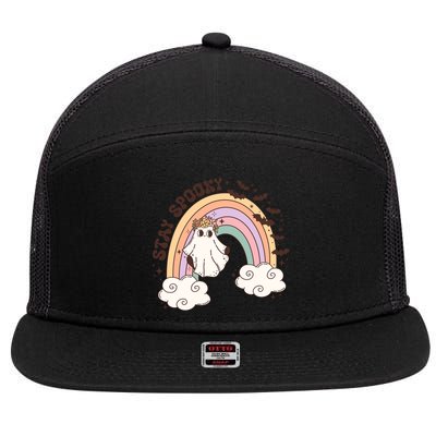 Stays Spooky Skeleton Dripping Face Halloween Spooky Season Gift 7 Panel Mesh Trucker Snapback Hat