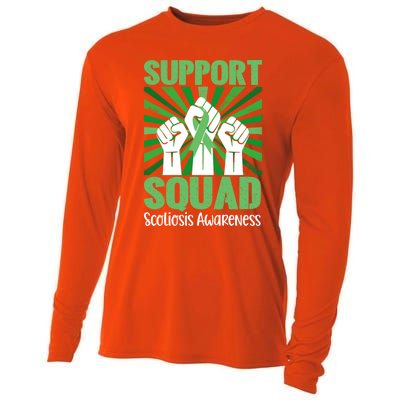 Scoliosis Support Squad Family Scoliosis Awareness Month Gift Cooling Performance Long Sleeve Crew