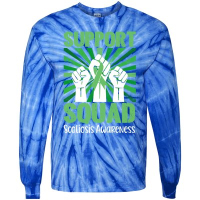 Scoliosis Support Squad Family Scoliosis Awareness Month Gift Tie-Dye Long Sleeve Shirt