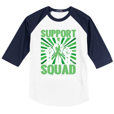 Scoliosis Support Squad Family Scoliosis Awareness Month Gift Baseball Sleeve Shirt