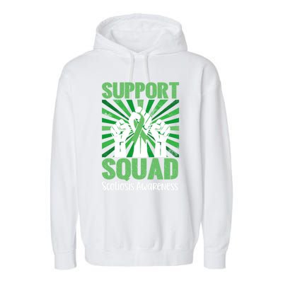 Scoliosis Support Squad Family Scoliosis Awareness Month Gift Garment-Dyed Fleece Hoodie