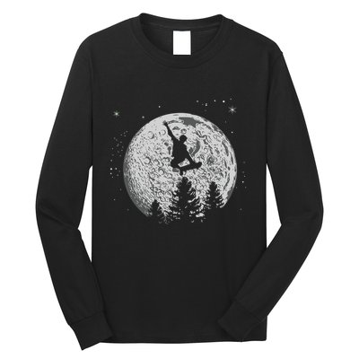 Skater Skateboarder Skateboard Moon Skateboarding Gift Long Sleeve Shirt