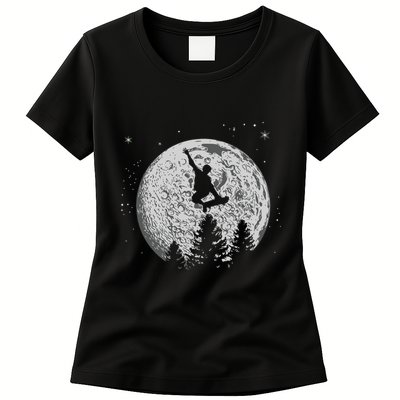 Skater Skateboarder Skateboard Moon Skateboarding Gift Womens T-Shirt
