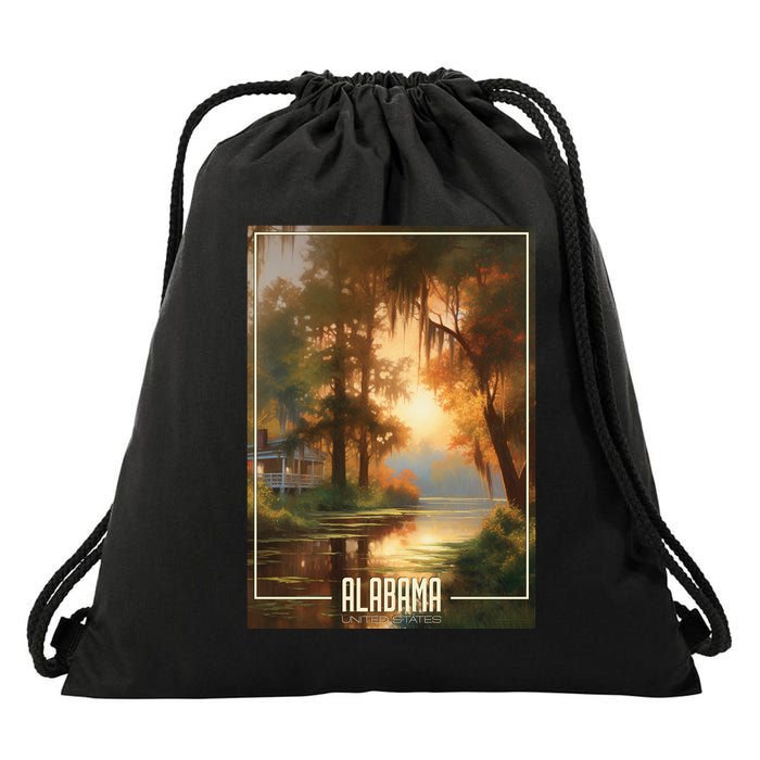Serene Southern Sunset Alabama Drawstring Bag