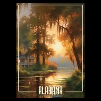 Serene Southern Sunset Alabama Drawstring Bag