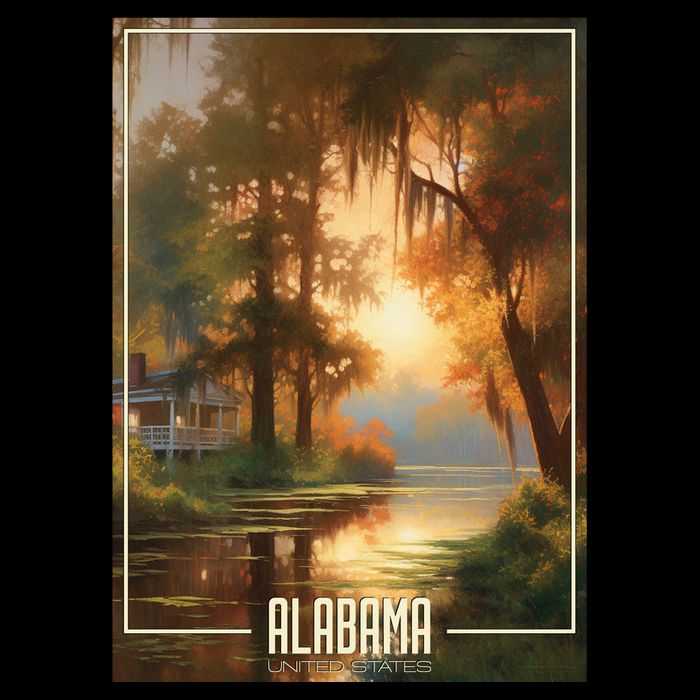 Serene Southern Sunset Alabama Drawstring Bag