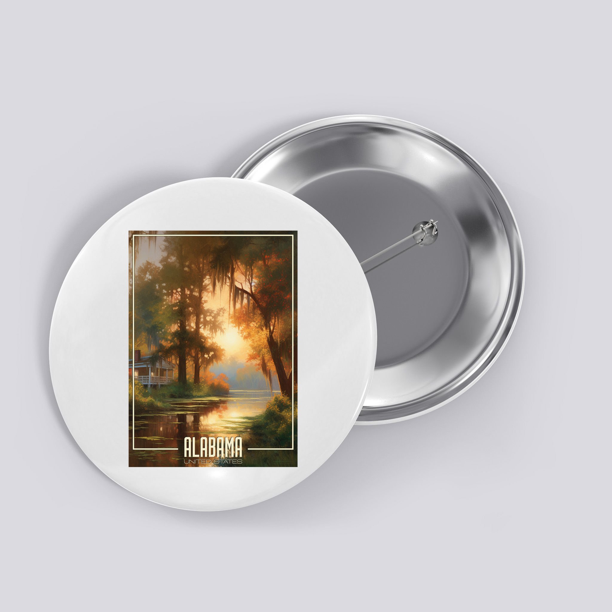 Serene Southern Sunset Alabama Button
